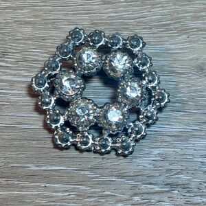 Vintage Silver-Tone Rhinestone Brooch | Sparkling Statement Pin | Mid-Century